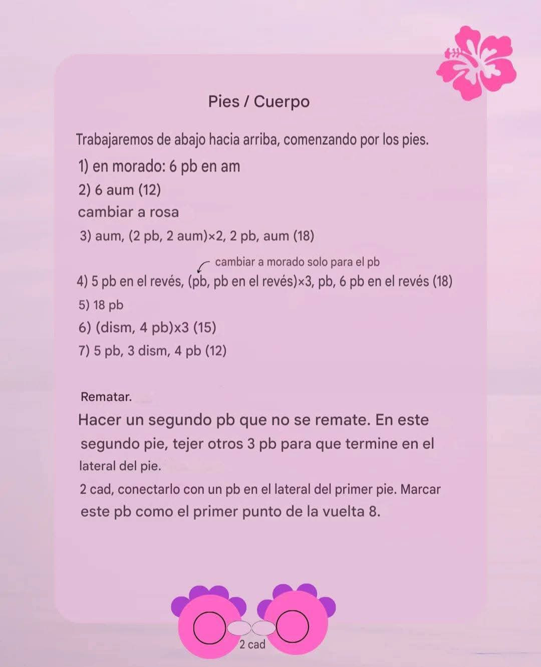 Patrón gratis amigurumi Pato rosa y morado chenilla