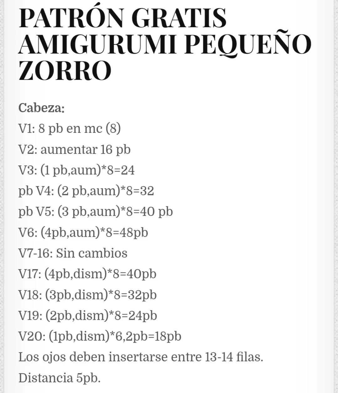 Patrón Gratis Amigurumi Pequeño Zorro - Oso Tejido a Crochet con Rayas Azules