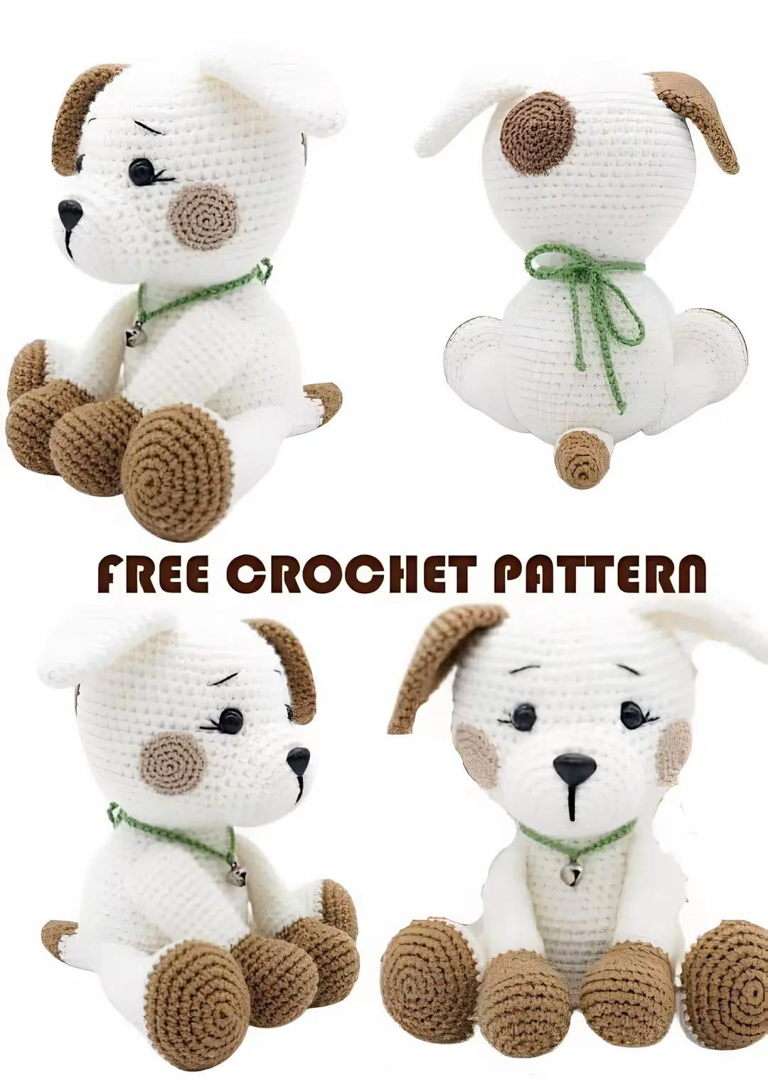 Patrón Gratis Amigurumi Perro Blanco y Marrón