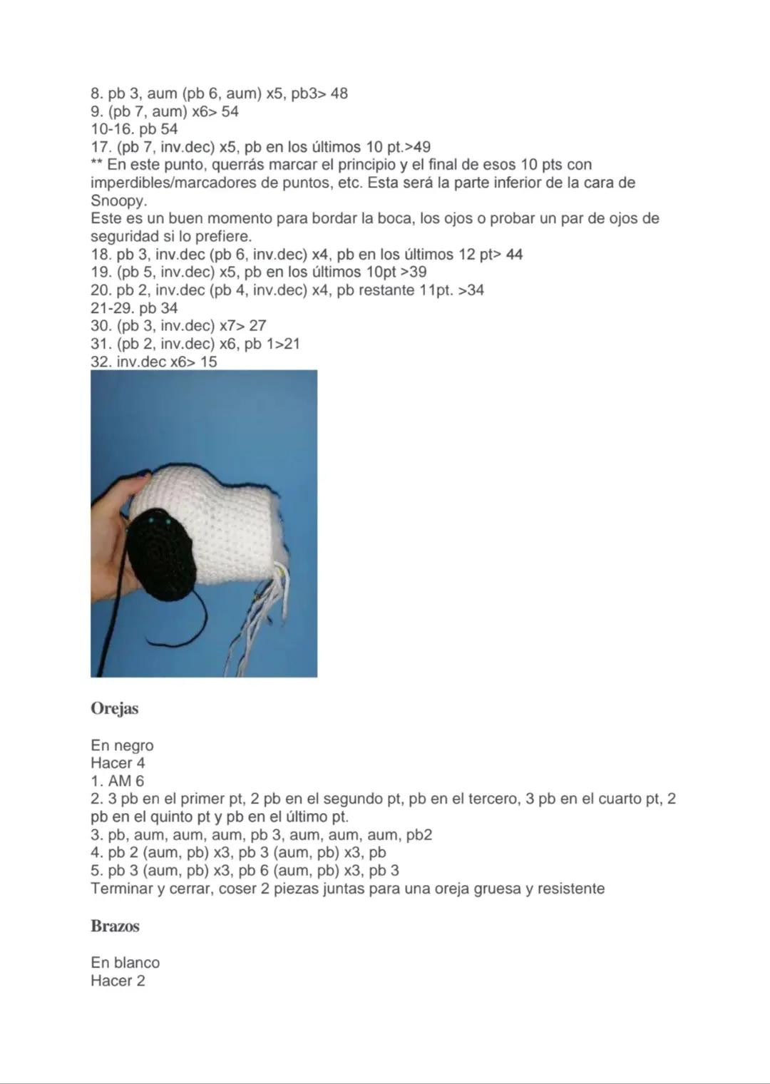 Patrón Gratis Amigurumi Perro Grande Snoopy PDF