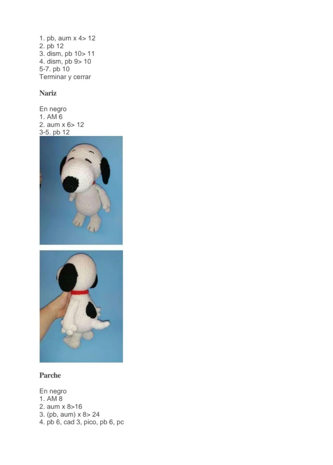 Patrón Gratis Amigurumi Perro Grande Snoopy PDF