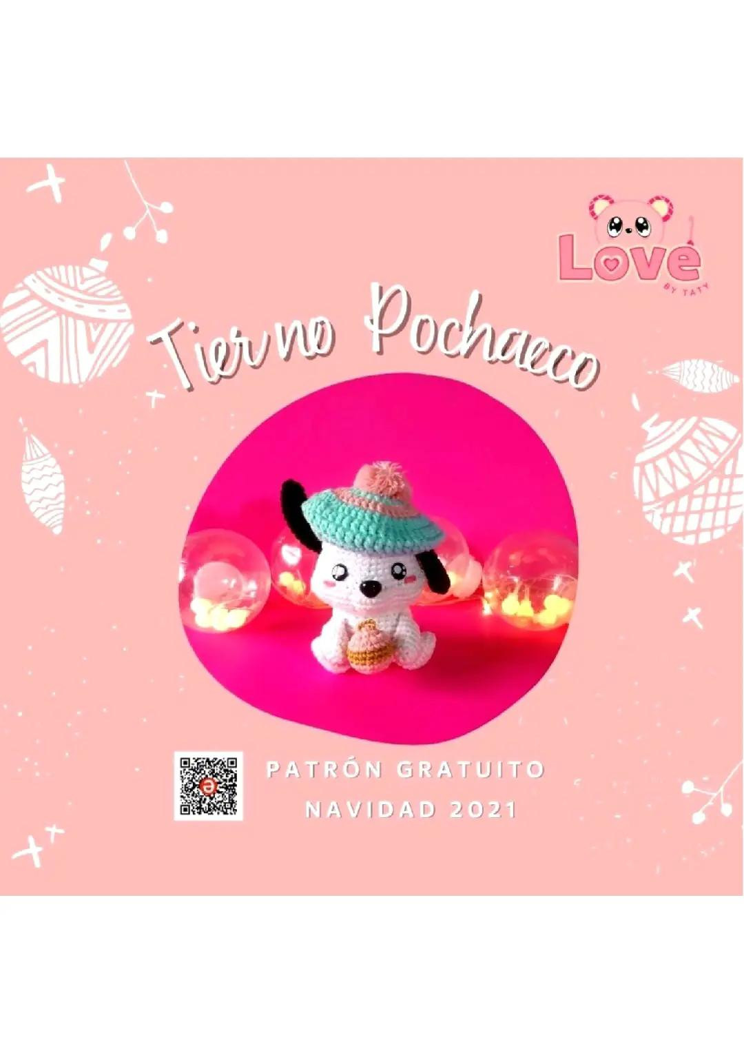 Patrón Gratis Amigurumi Pochacco Navideño con Gorro y Regalo
