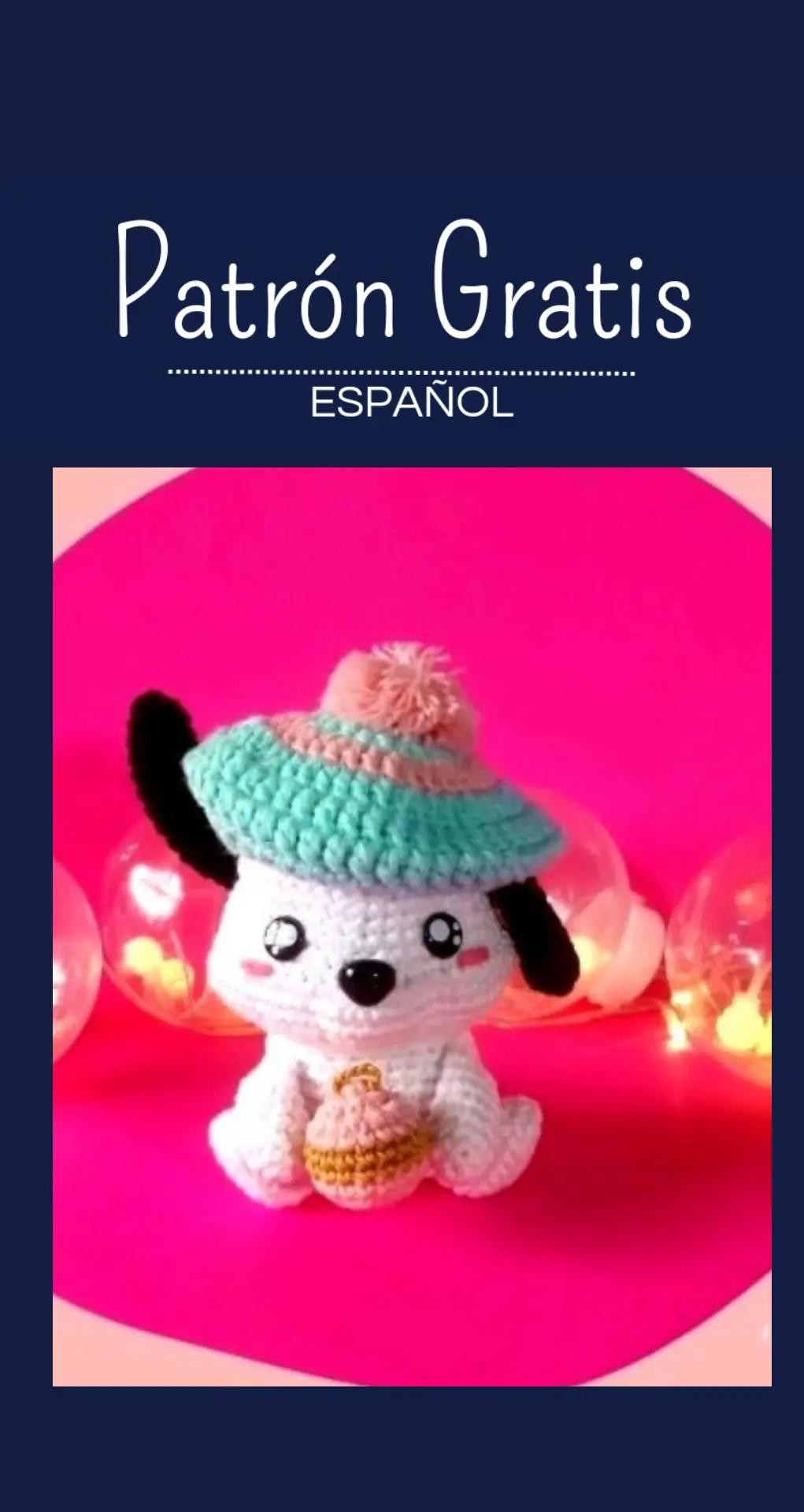 Patrón Gratis Amigurumi Pochacco Navideño con Gorro y Regalo