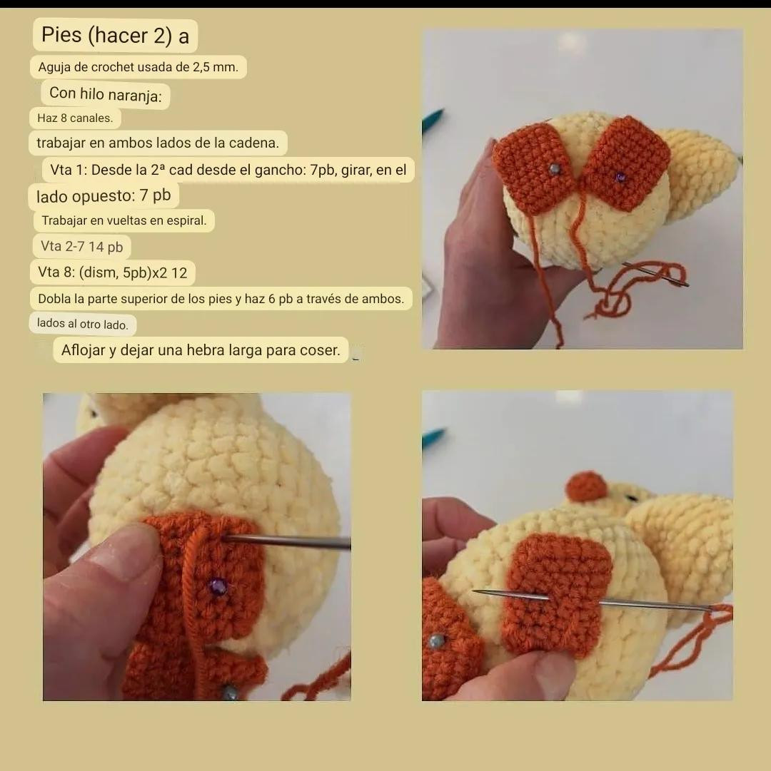 Patrón Gratis Amigurumi Pollito Amarillo con Banda Azul