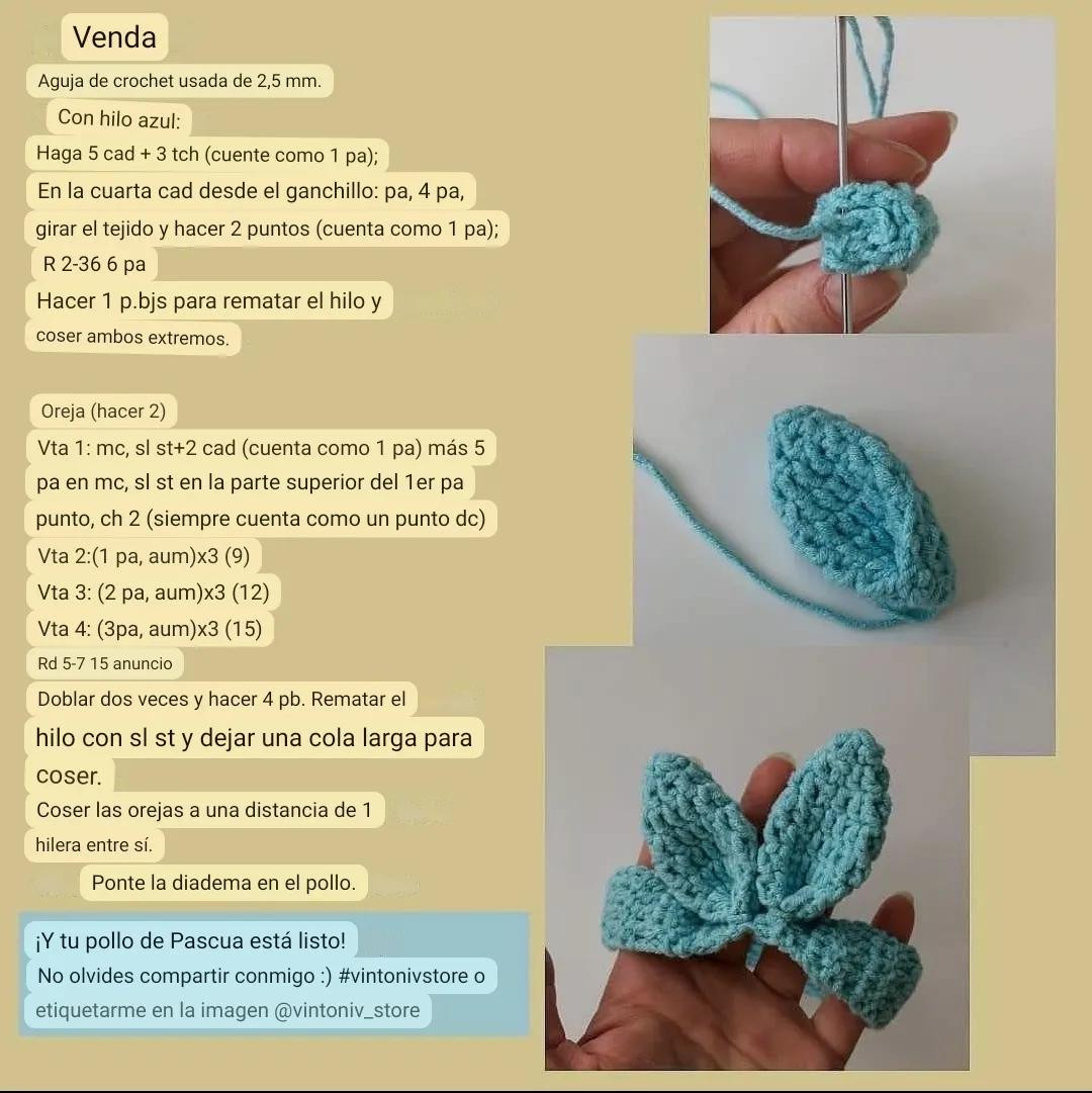 Patrón Gratis Amigurumi Pollito Amarillo con Banda Azul