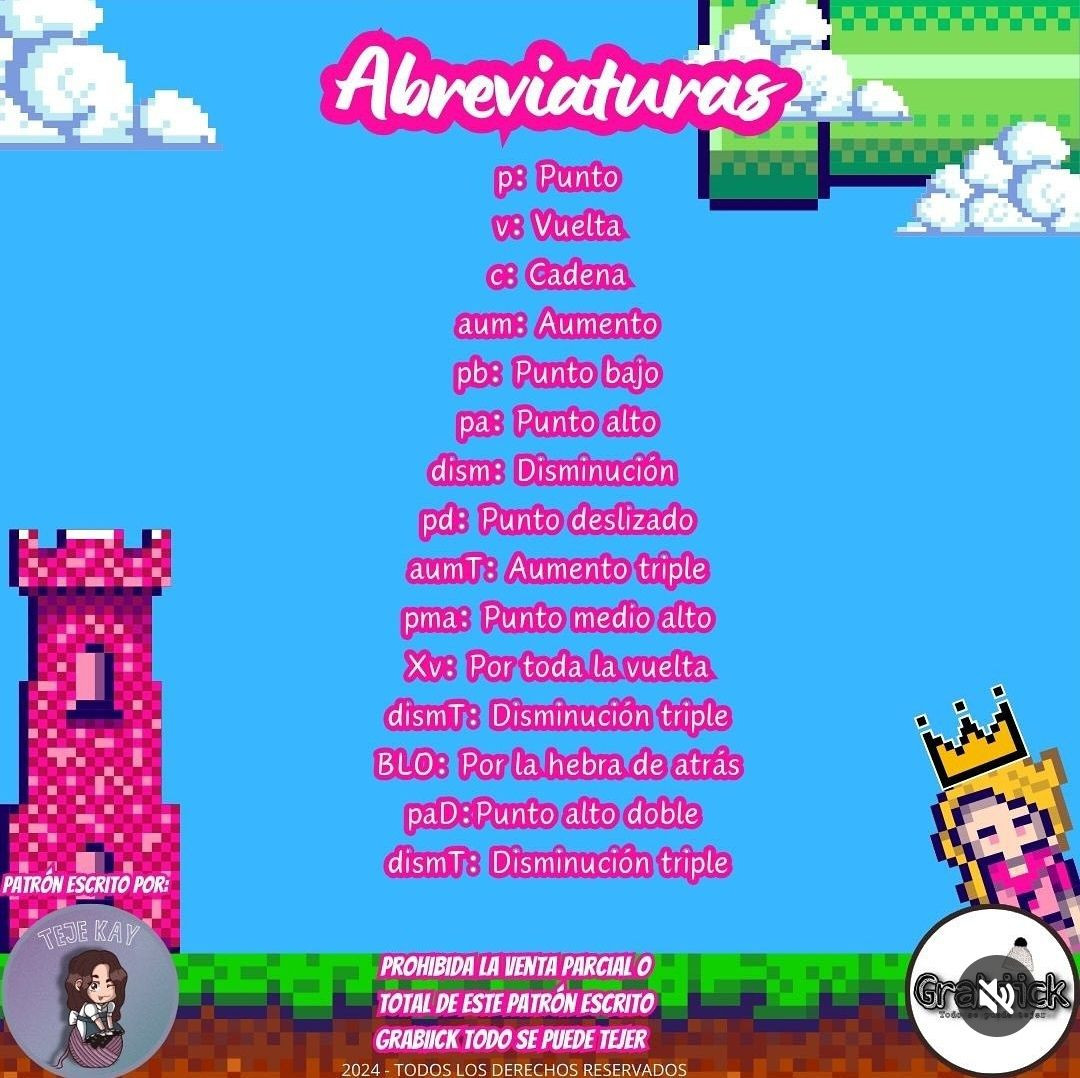 Patrón Gratis Amigurumi Princesa Peach Mario Bros: Materiales, Abreviaturas y Pasos para Cabeza y Vestido