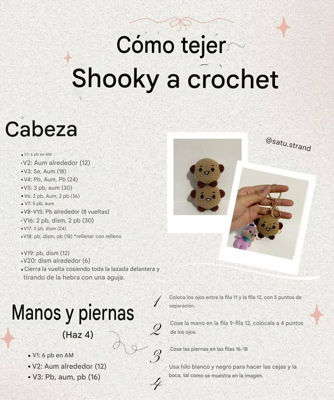 Patrón Gratis Amigurumi Shooky: Tutorial Paso a Paso