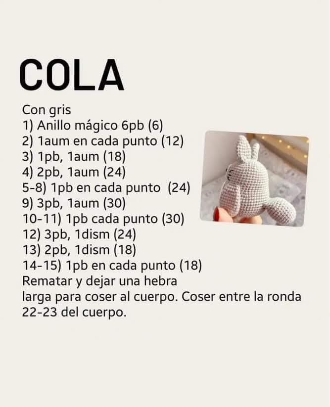 Patrón gratis amigurumi Totoro gris y blanco