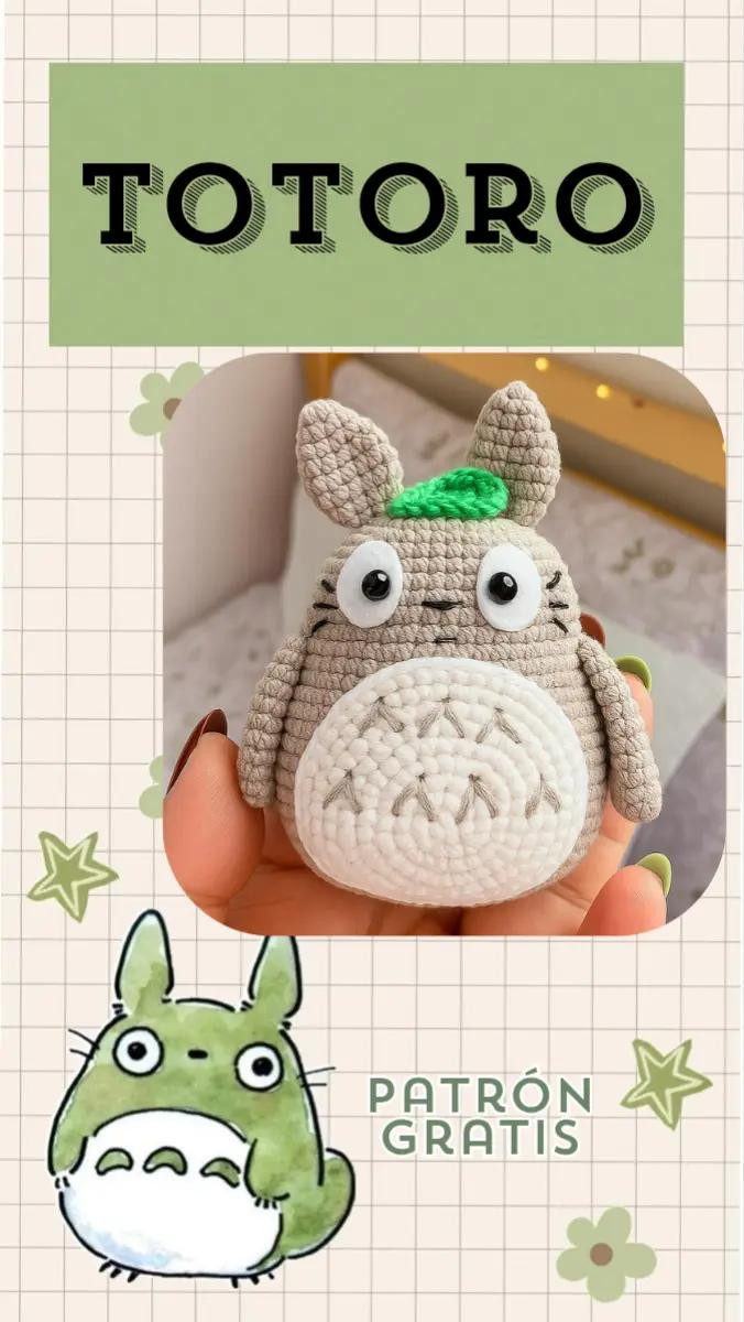 Patrón gratis amigurumi Totoro gris y blanco