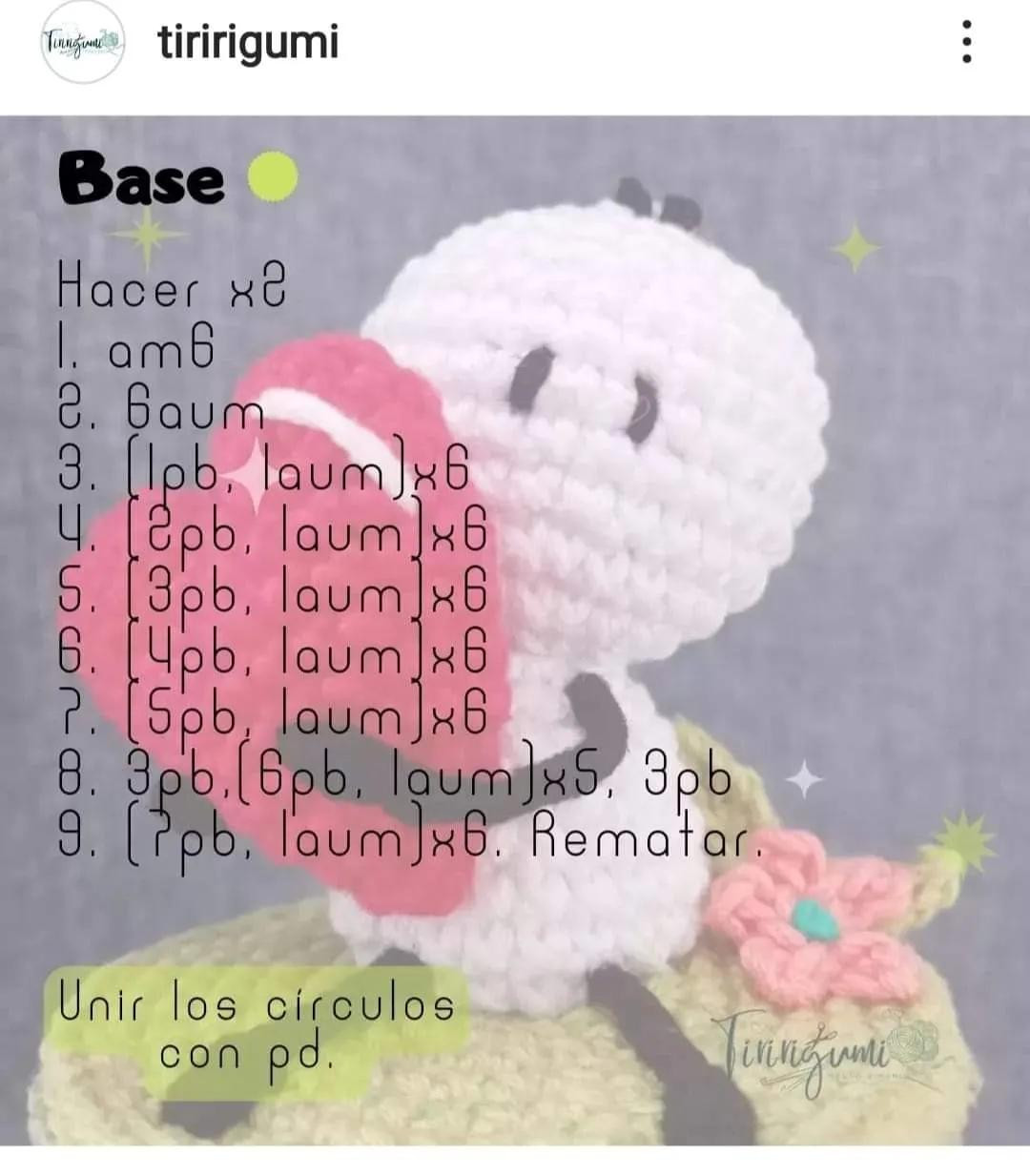 Patrón gratis Bigli amigurumi con corazón rojo y base verde