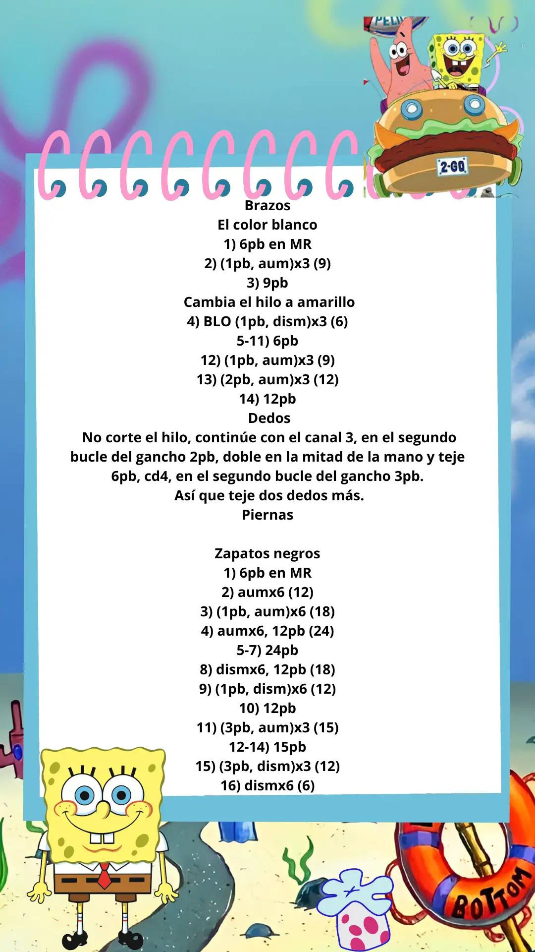 Patrón Gratis Bob Esponja Amigurumi - Guía Paso a Paso