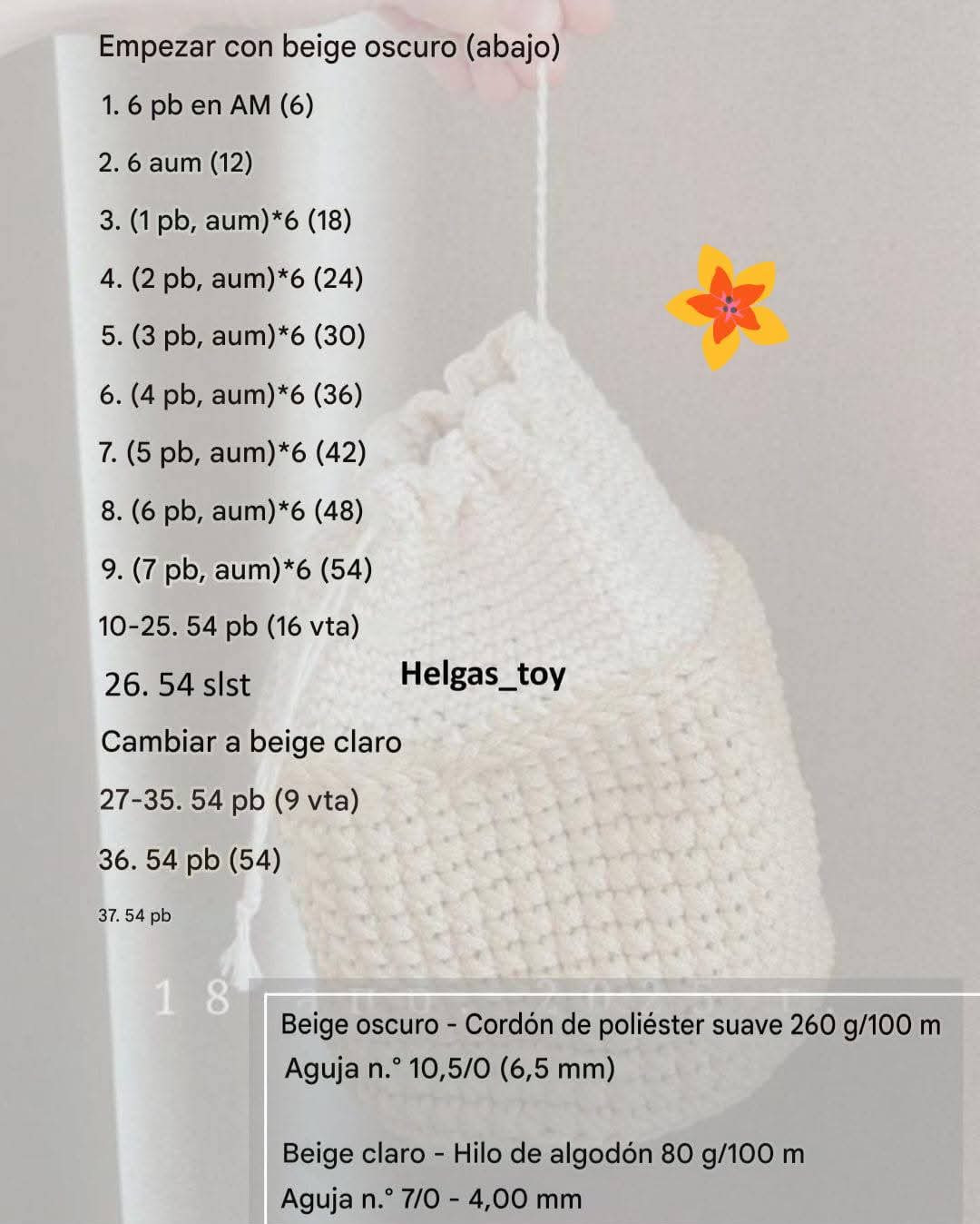 Patrón GRATIS Bolsa Mochila Crochet Beige