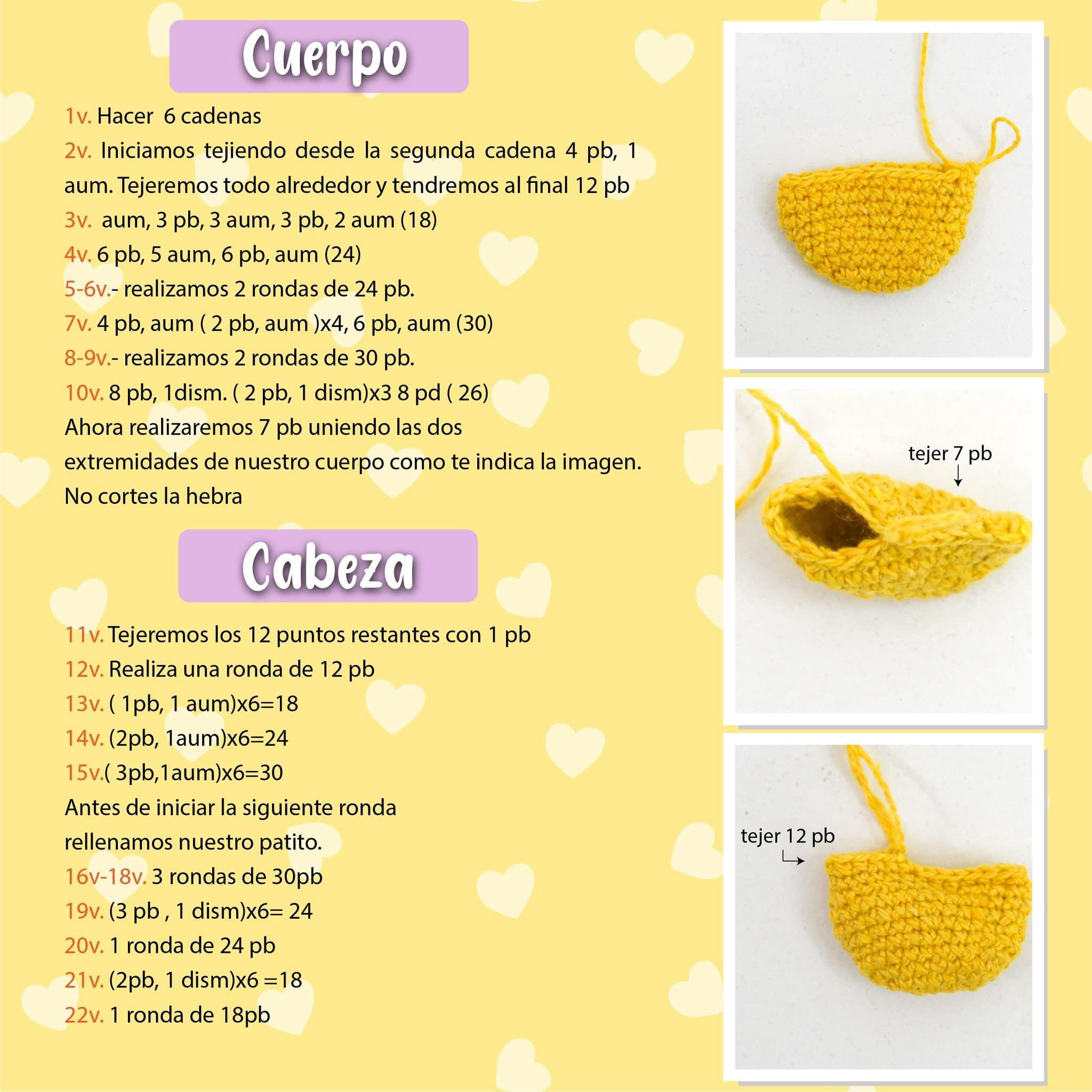 Patrón gratis: Broche patito amarillo Amigurumi