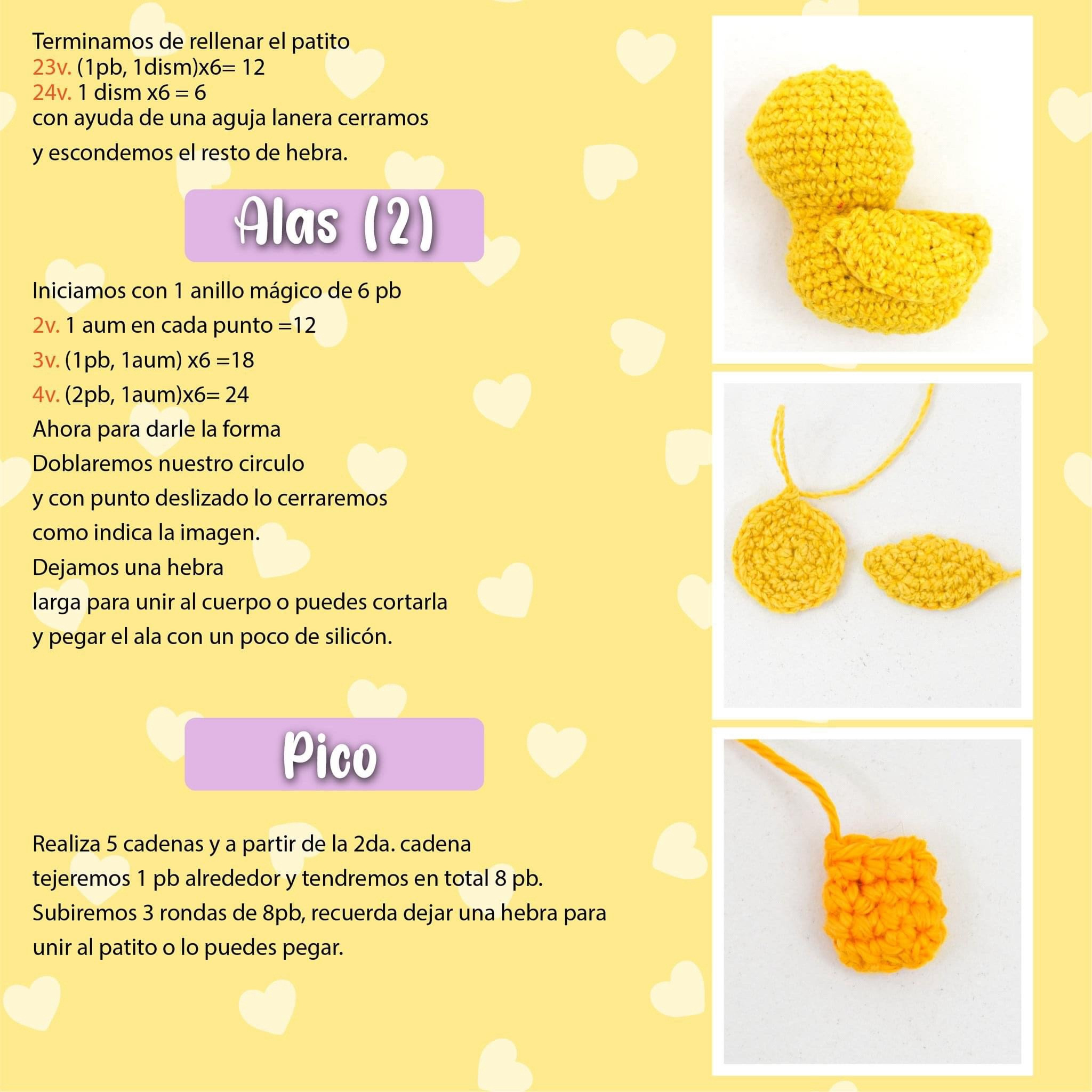 Patrón gratis: Broche patito amarillo Amigurumi