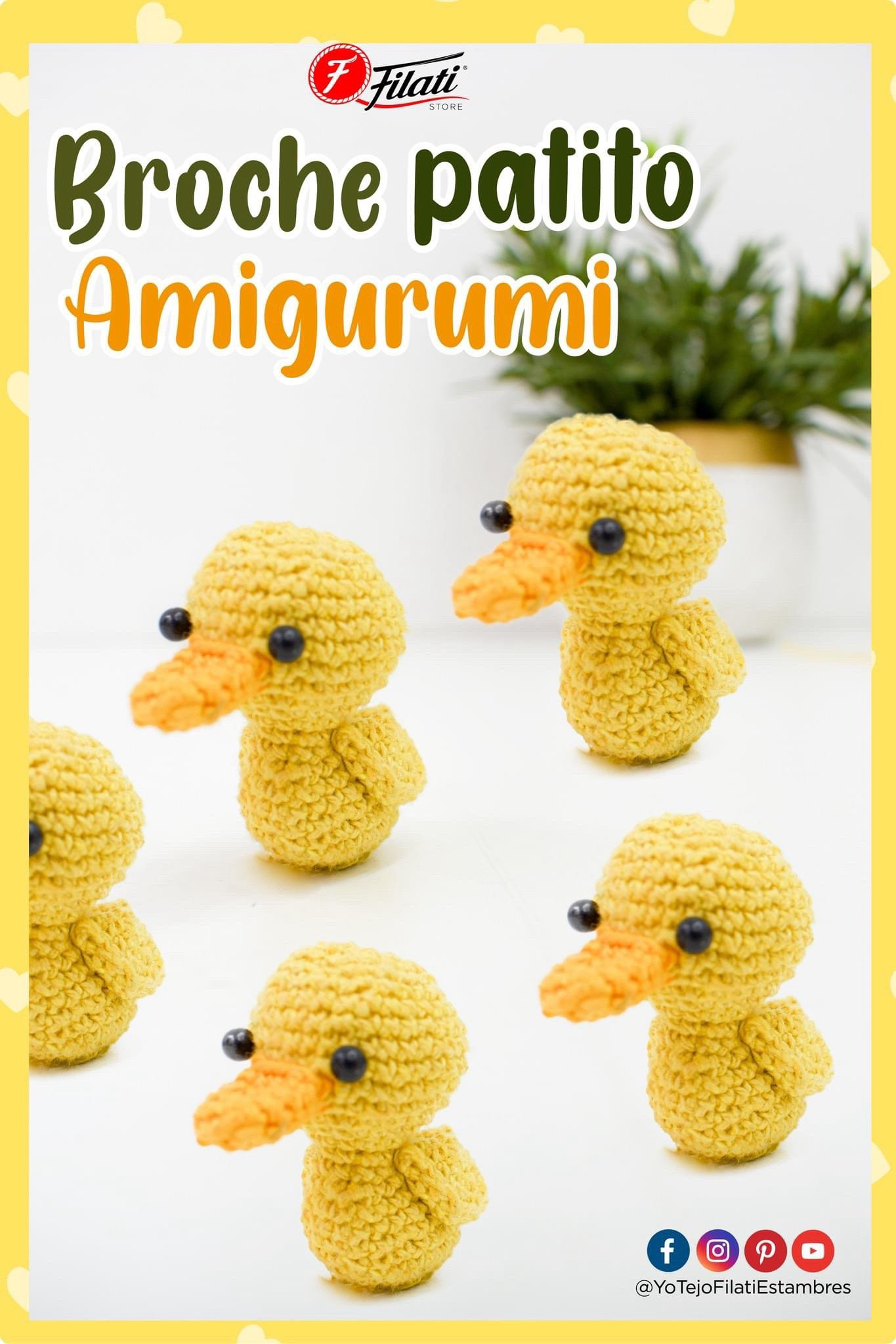 Patrón gratis: Broche patito amarillo Amigurumi
