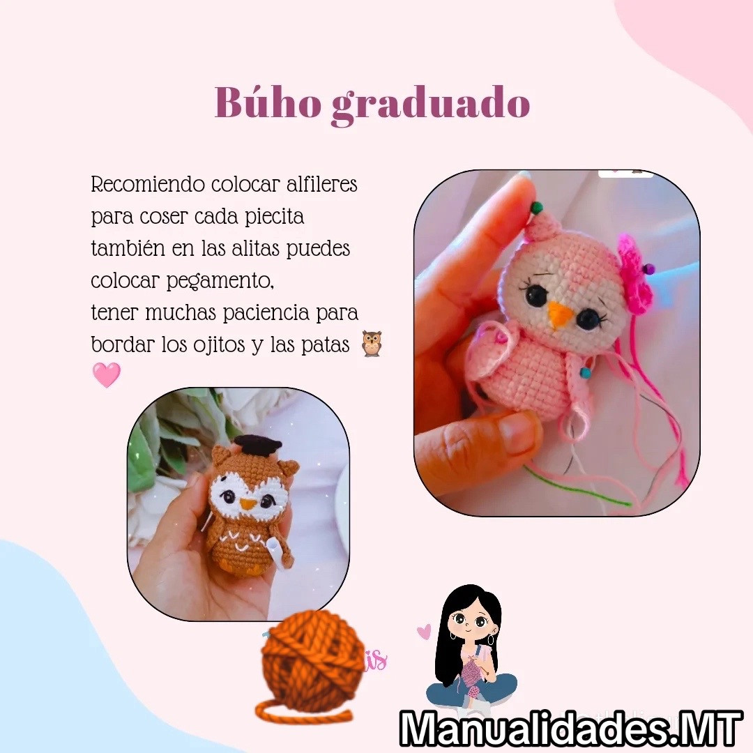 Patrón gratis Búho graduado amigurumi