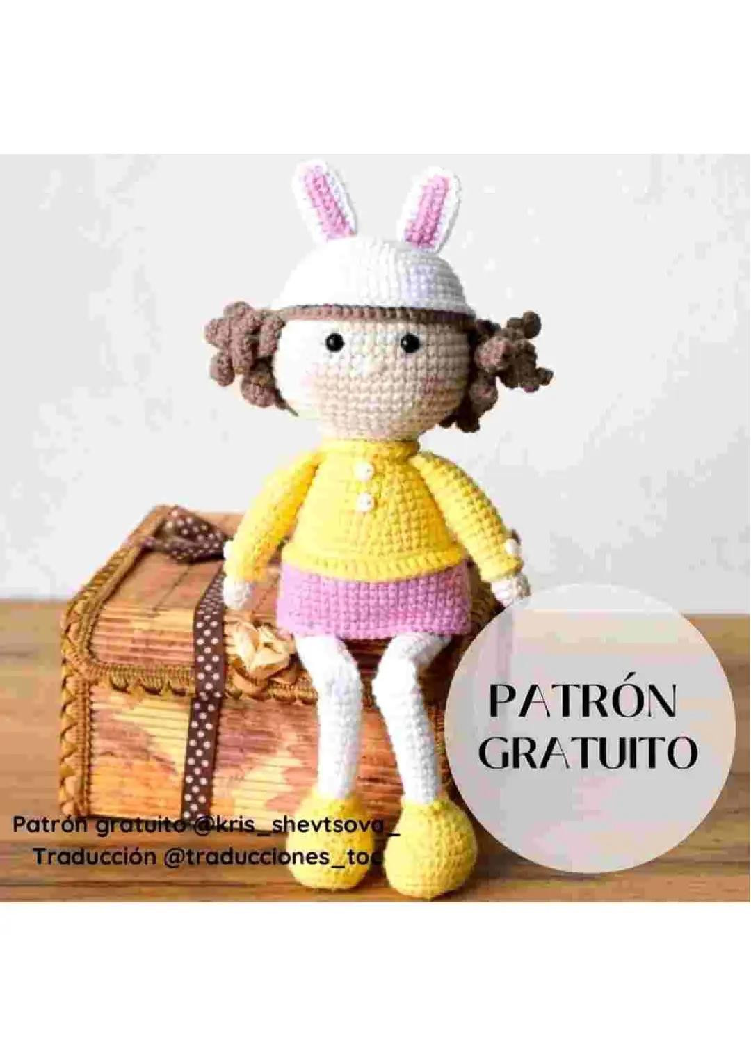 Patrón Gratis Búp bê Amigurumi với Tai Thỏ