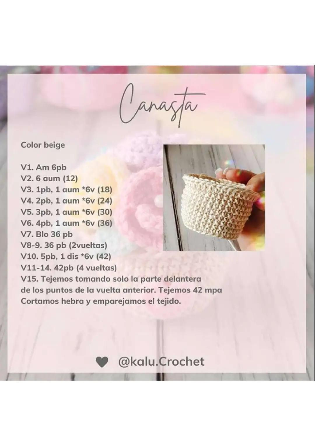 Patrón Gratis Canasta Móc Len Hoa và Tim