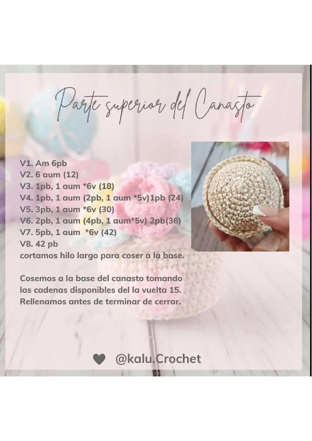 Patrón Gratis Canasta Móc Len Hoa và Tim