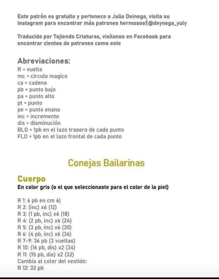 Patron Gratis Conejas Bailarinas Amigurumi Crochet