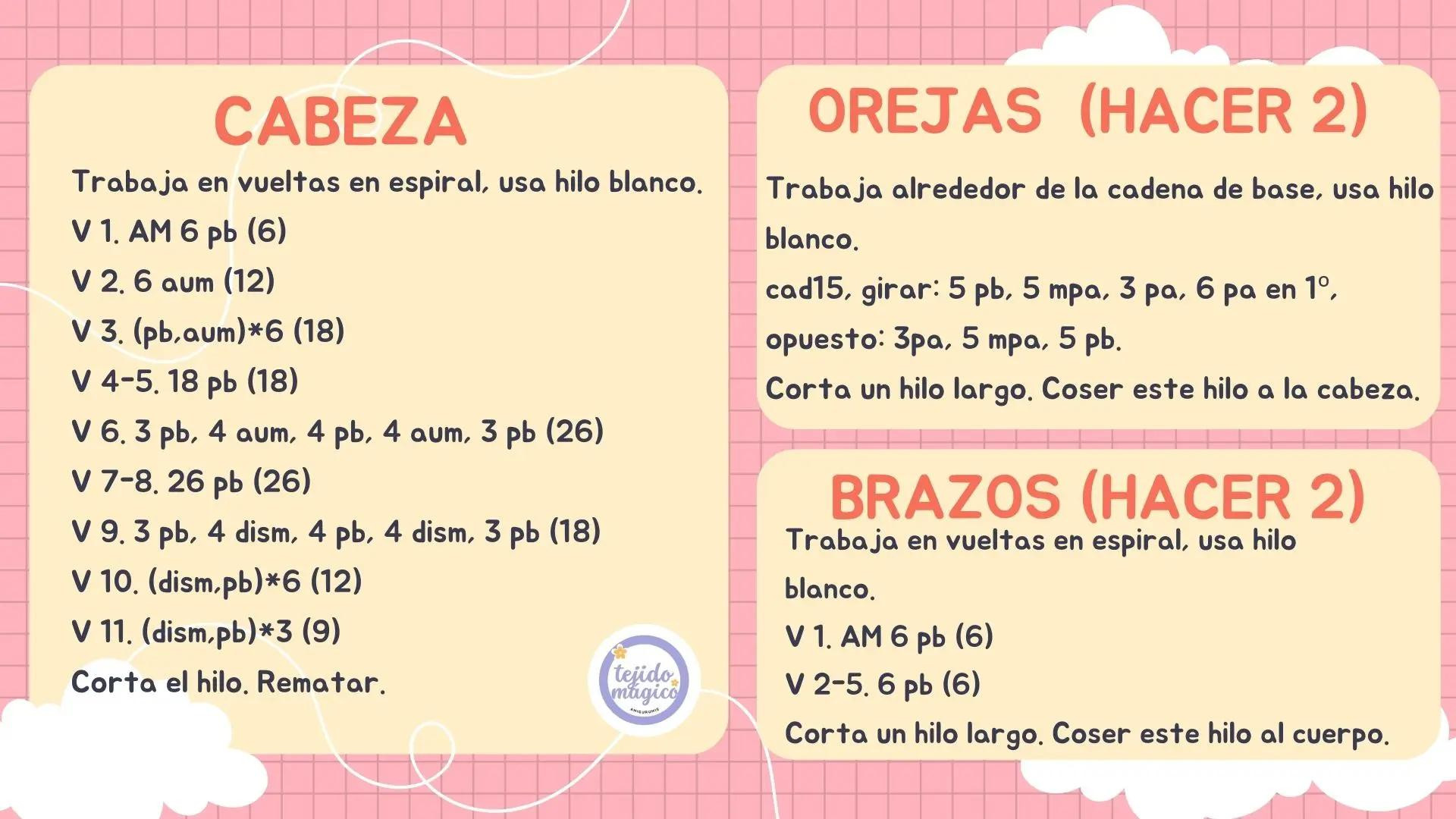 Patrón Gratis Conejito Amigurumi: Tutorial Completo de Móc Len con Abreviaturas y Materiales