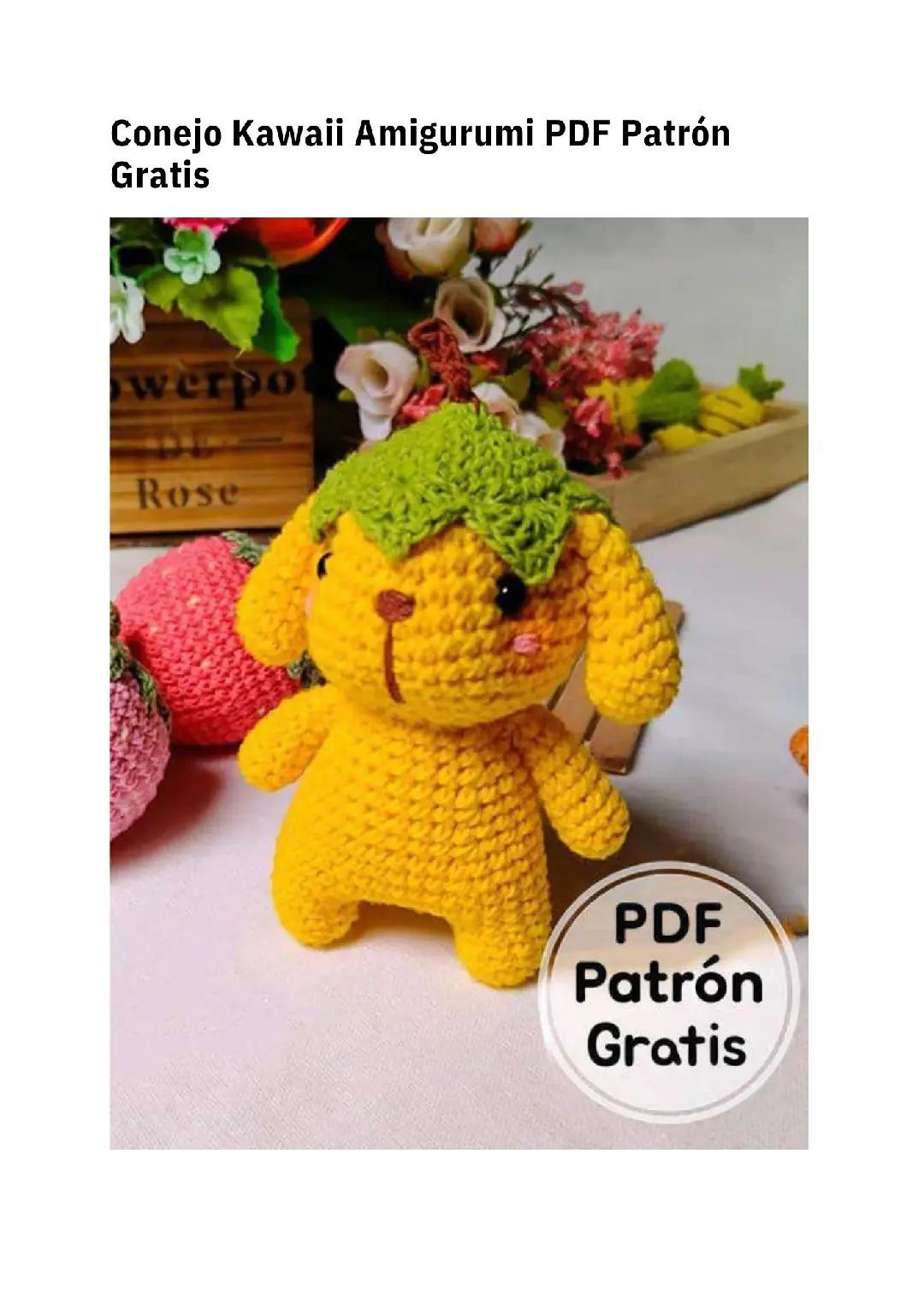 Patron Gratis Conejo Kawaii Amigurumi PDF: Tutorial Paso a Paso Móc Len