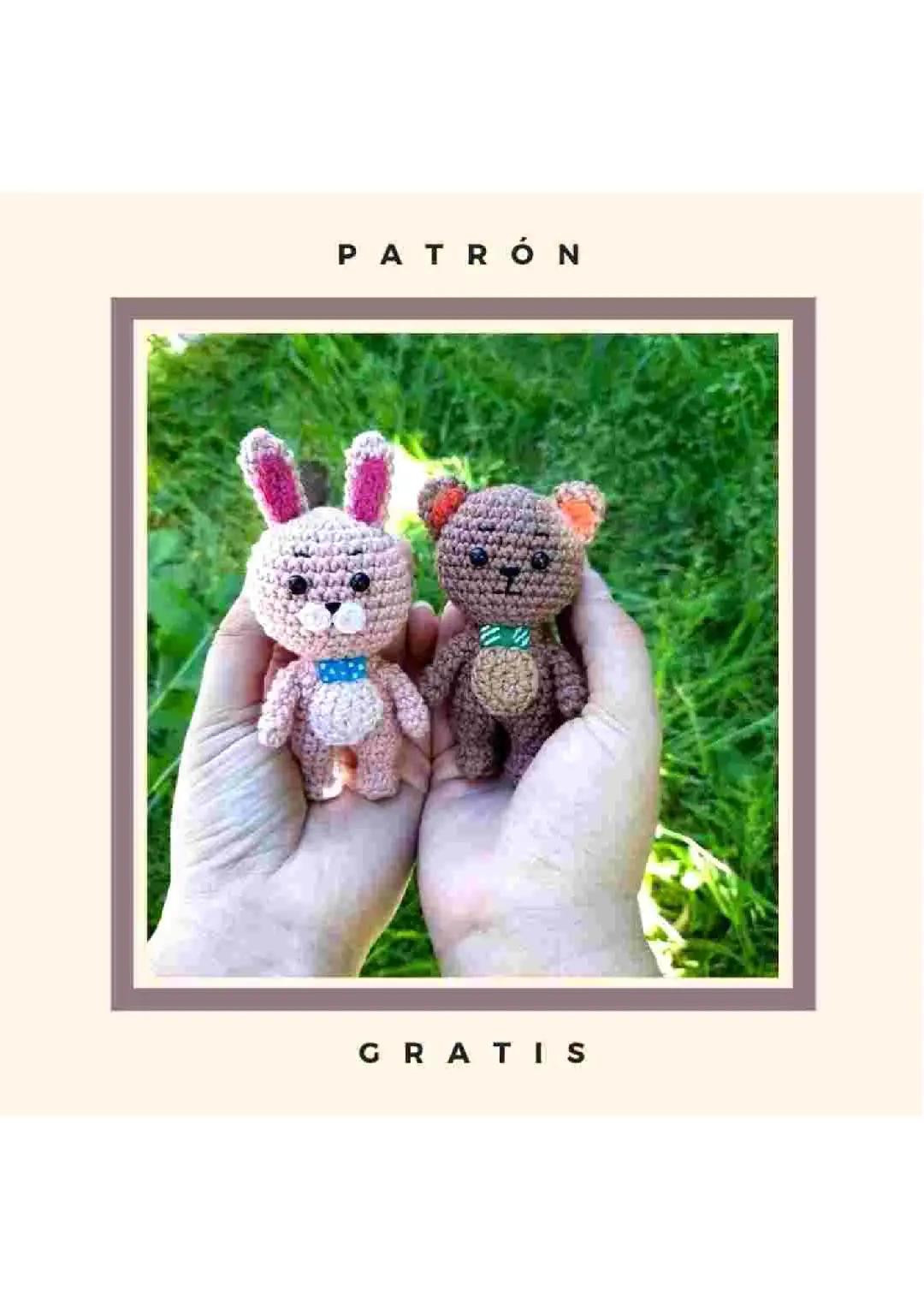 Patrón Gratis: Conejo Rosa y Oso Café Amigurumi