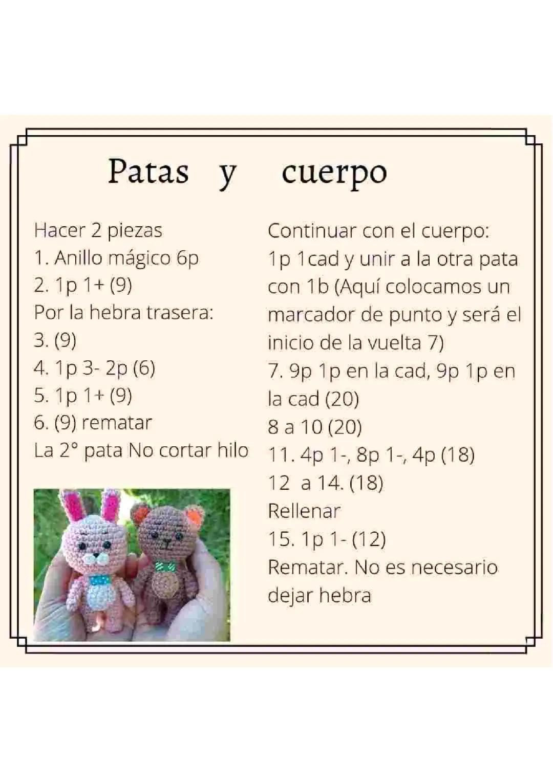 Patrón Gratis: Conejo Rosa y Oso Café Amigurumi