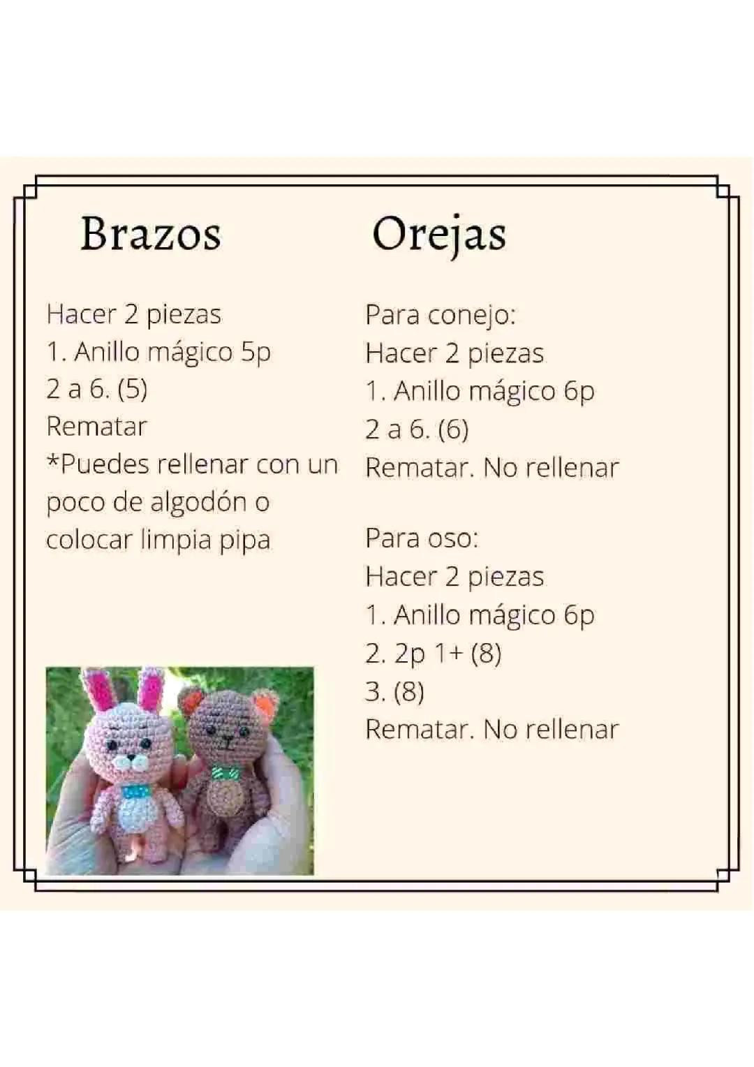Patrón Gratis: Conejo Rosa y Oso Café Amigurumi