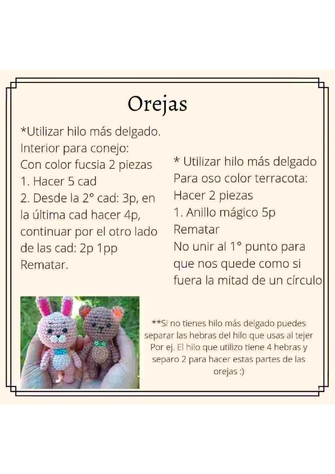 Patrón Gratis: Conejo Rosa y Oso Café Amigurumi