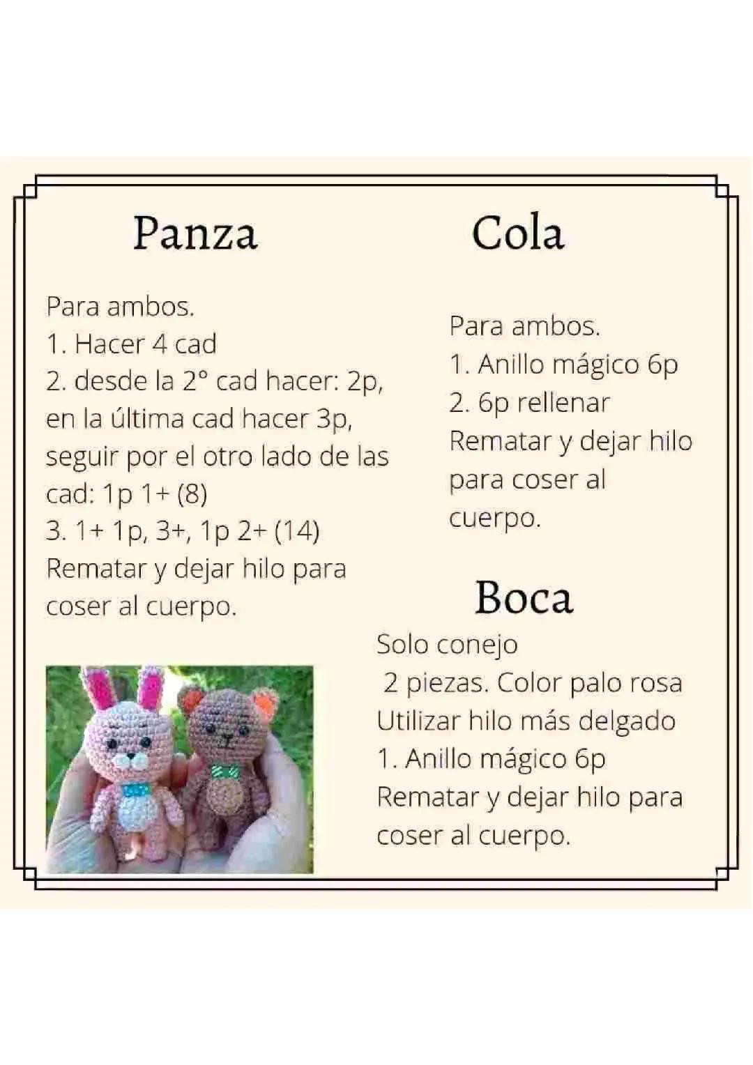 Patrón Gratis: Conejo Rosa y Oso Café Amigurumi