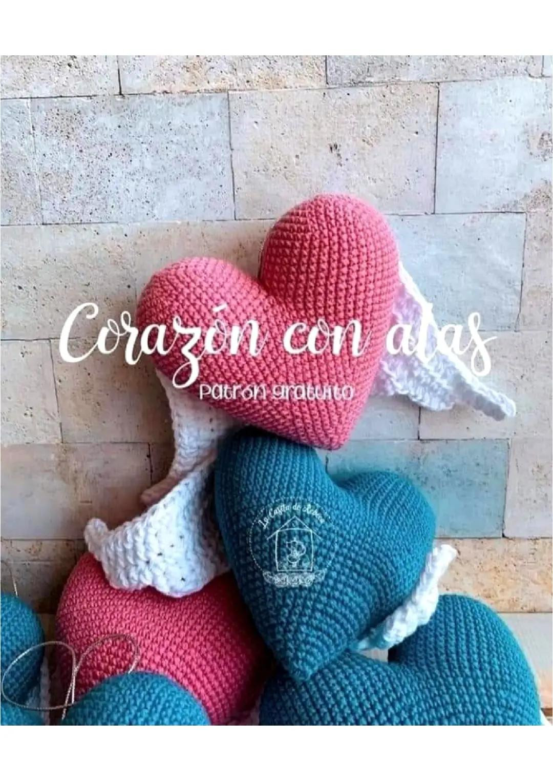 Patrón Gratis Corazón con alas de crochet