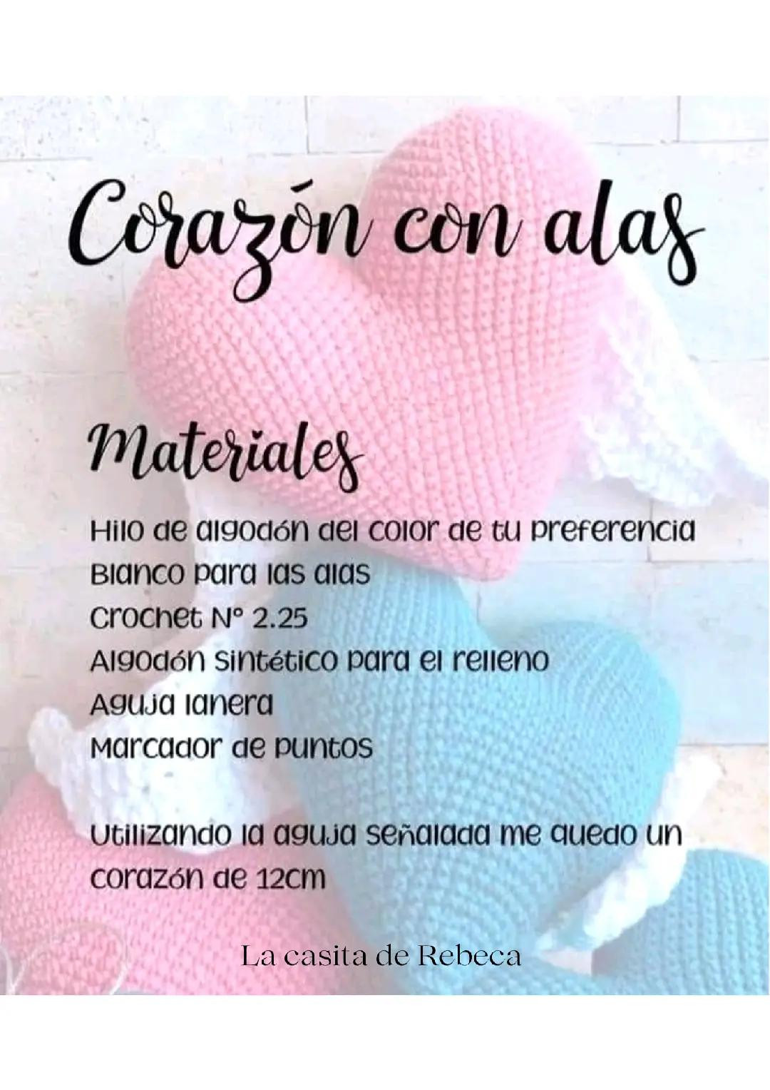 Patrón Gratis Corazón con alas de crochet