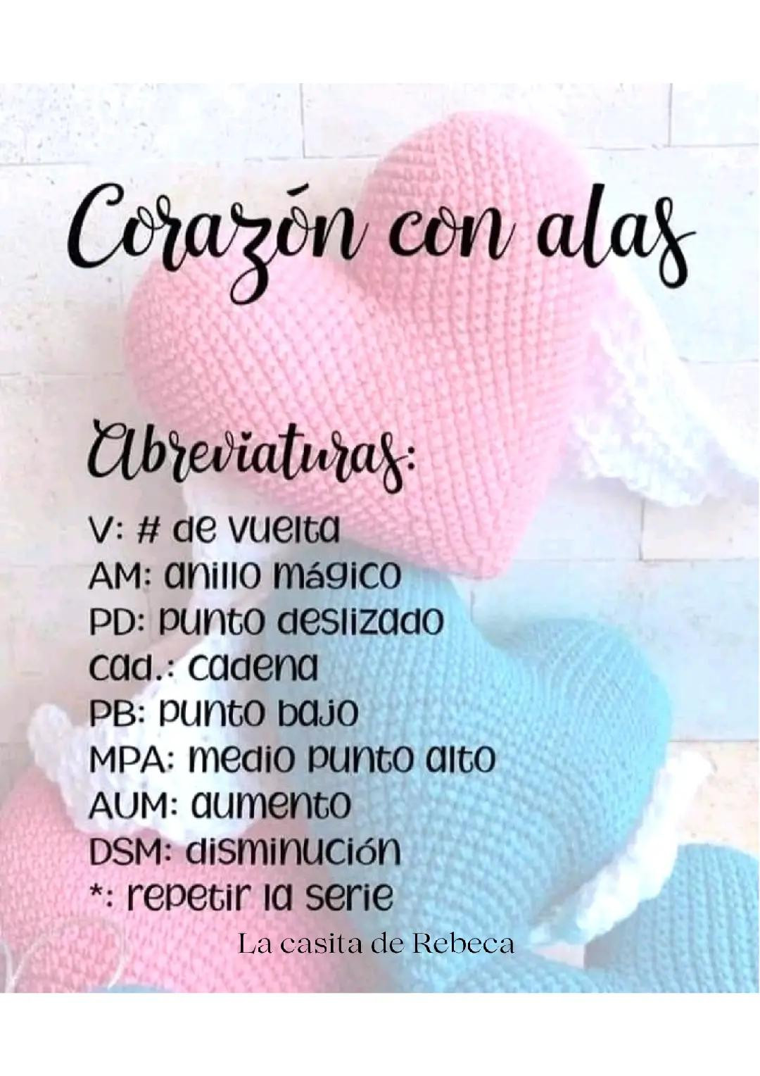 Patrón Gratis Corazón con alas de crochet