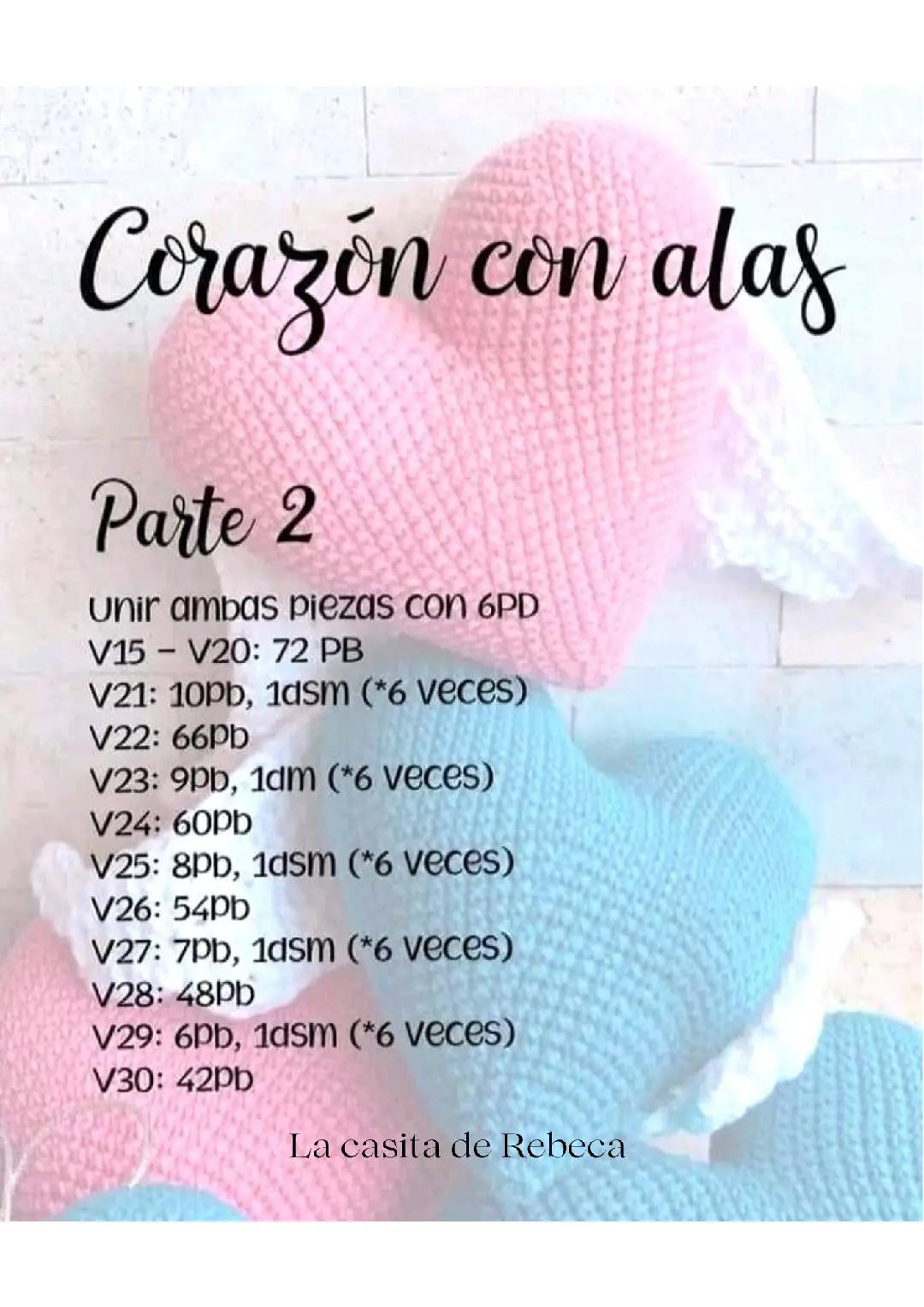 Patrón Gratis Corazón con alas de crochet