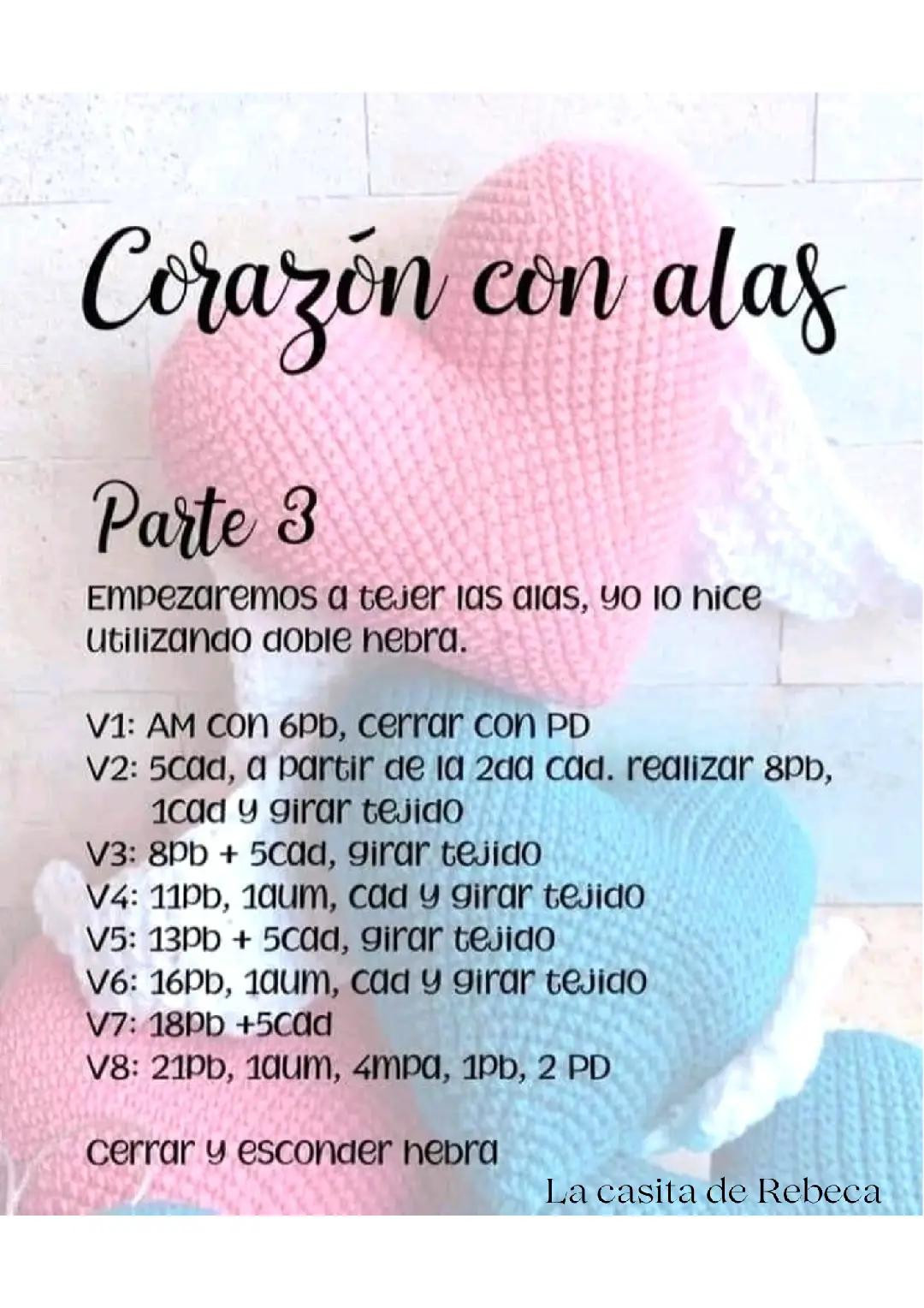 Patrón Gratis Corazón con alas de crochet