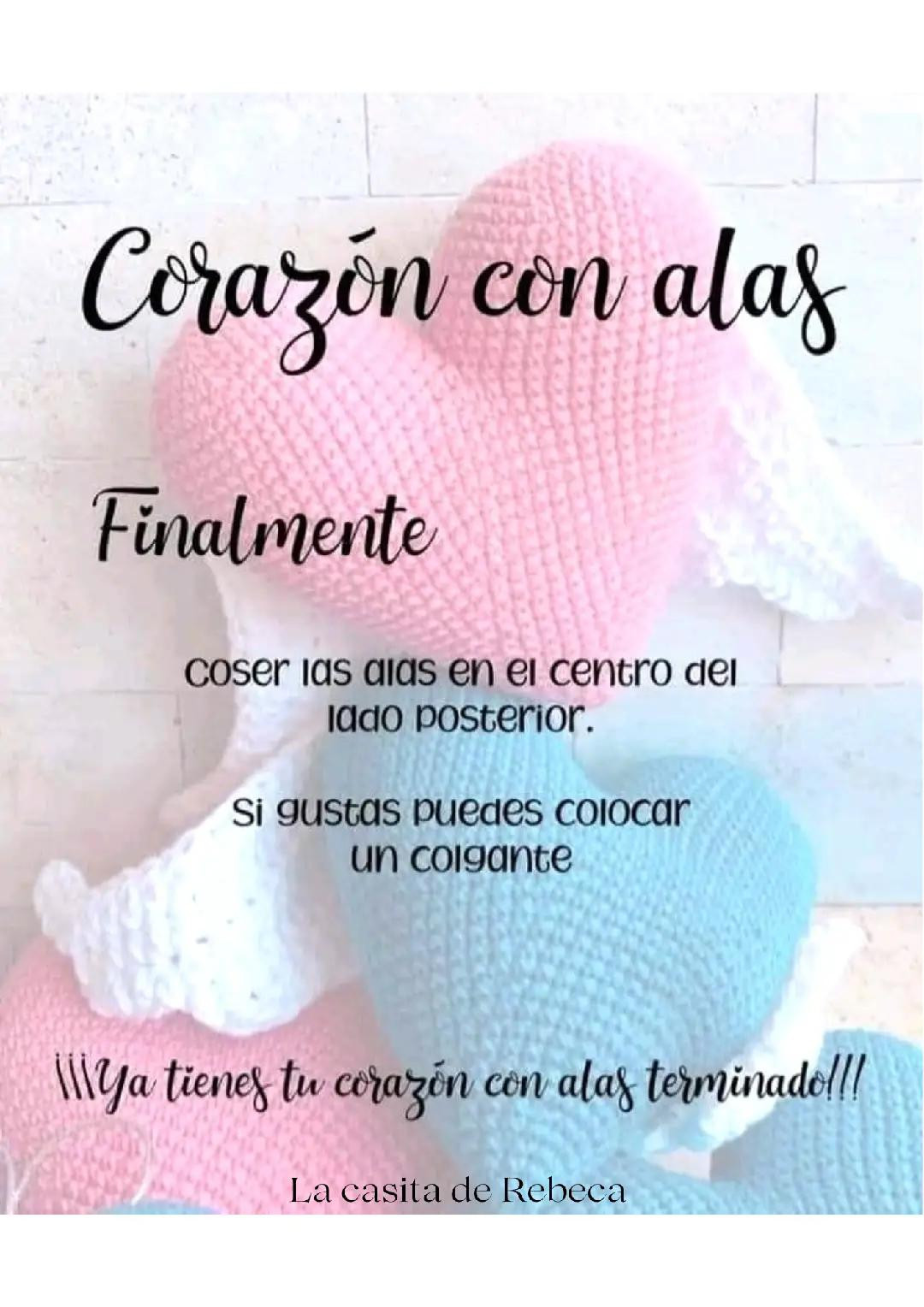 Patrón Gratis Corazón con alas de crochet