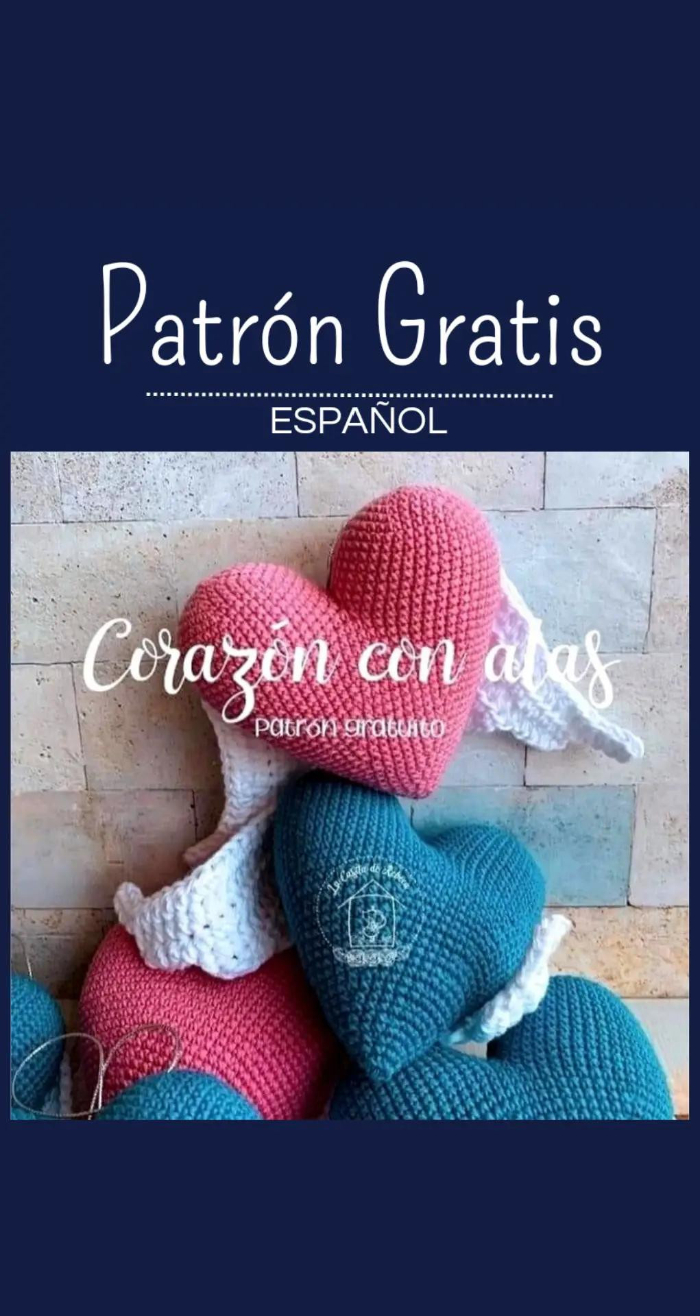 Patrón Gratis Corazón con alas de crochet