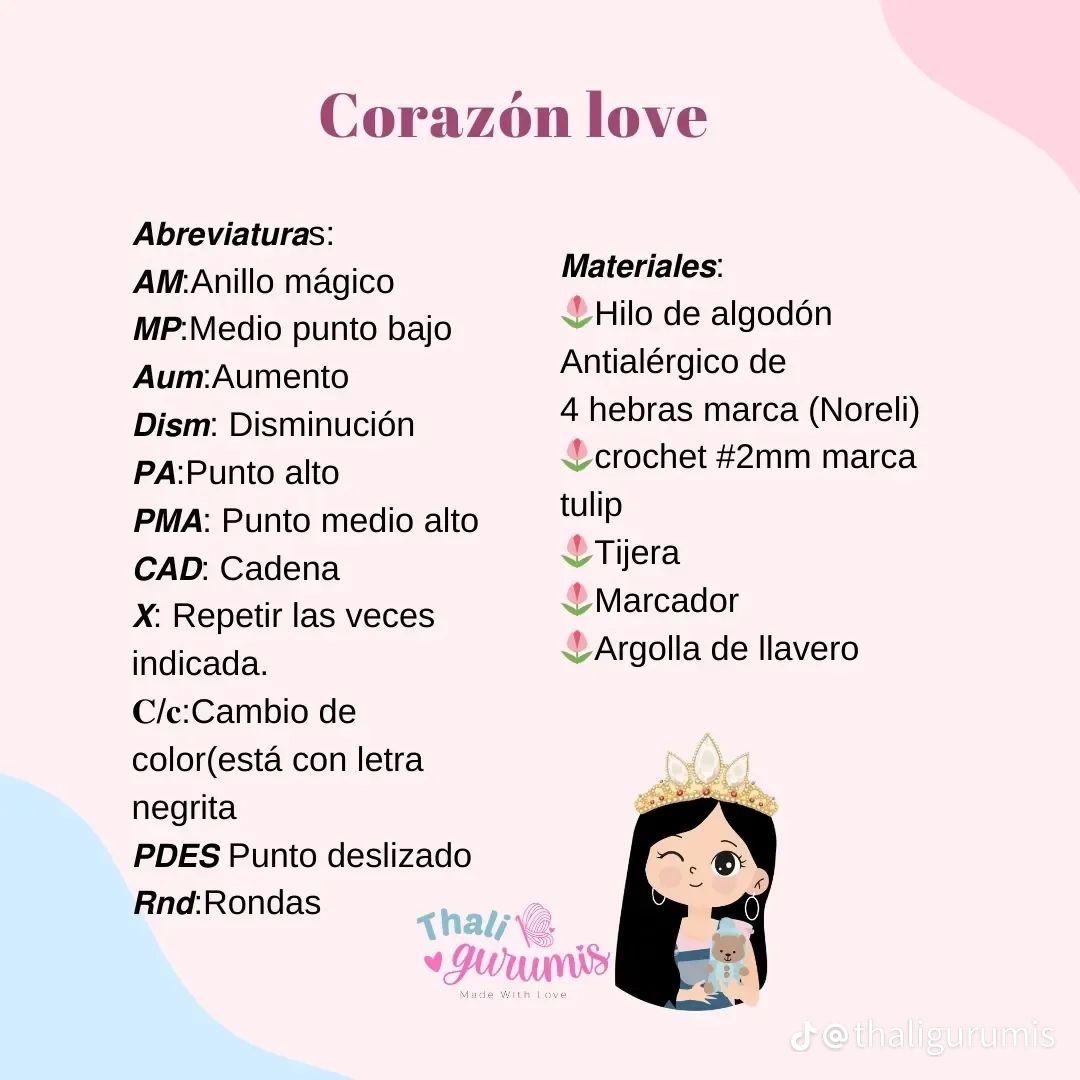 Patrón gratis Corazón love llavero amigurumi