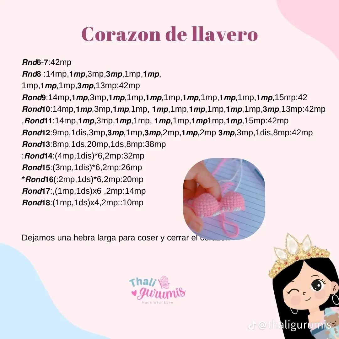 Patrón gratis Corazón love llavero amigurumi