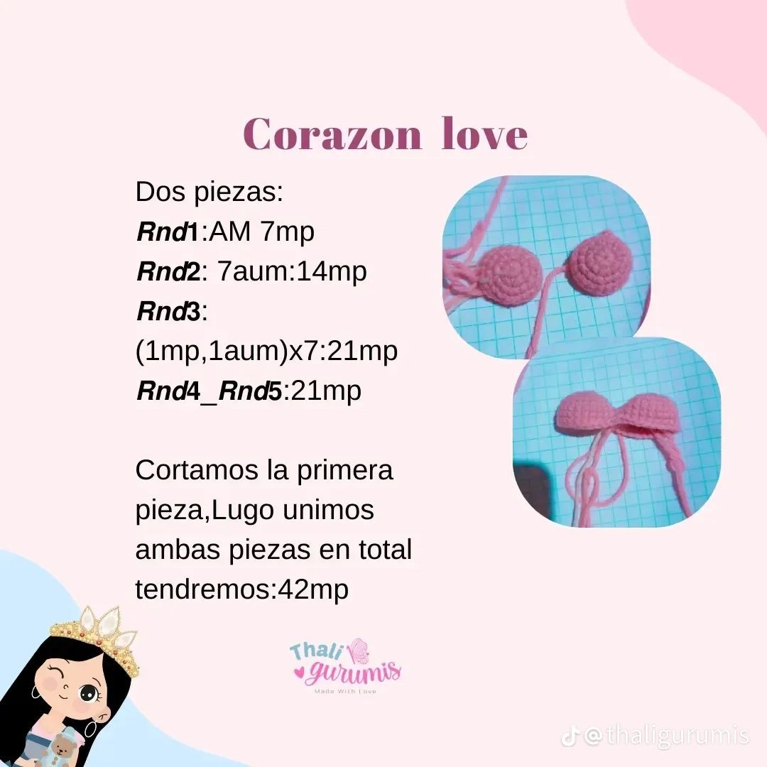 Patrón gratis Corazón love llavero amigurumi
