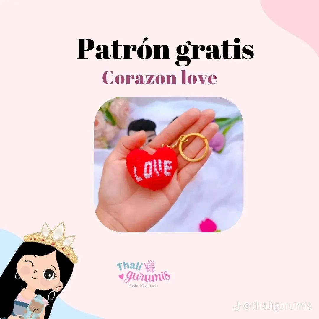 Patrón gratis Corazón love llavero amigurumi