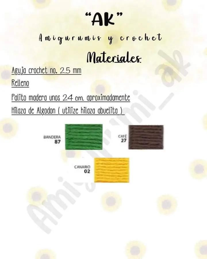 Patrón gratis crochet girasol amigurumi
