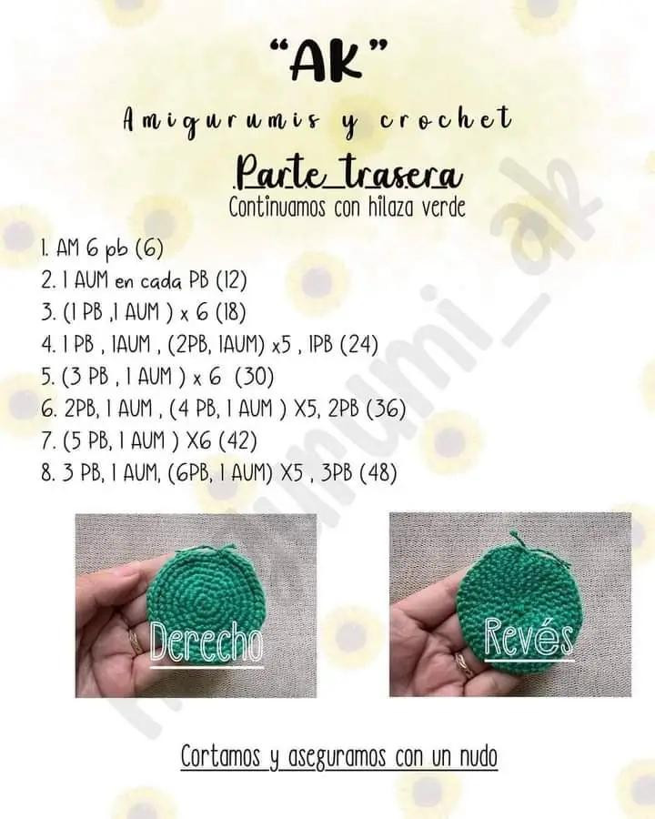 Patrón gratis crochet girasol amigurumi