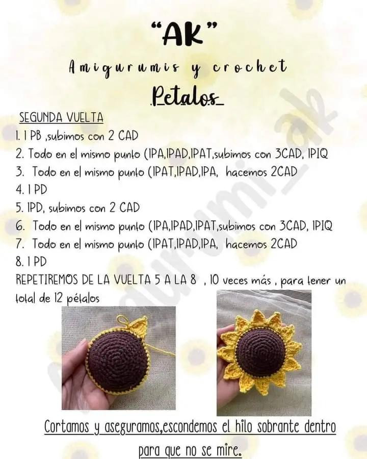 Patrón gratis crochet girasol amigurumi