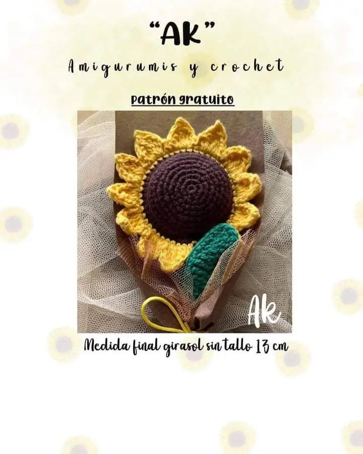 Patrón gratis crochet girasol amigurumi