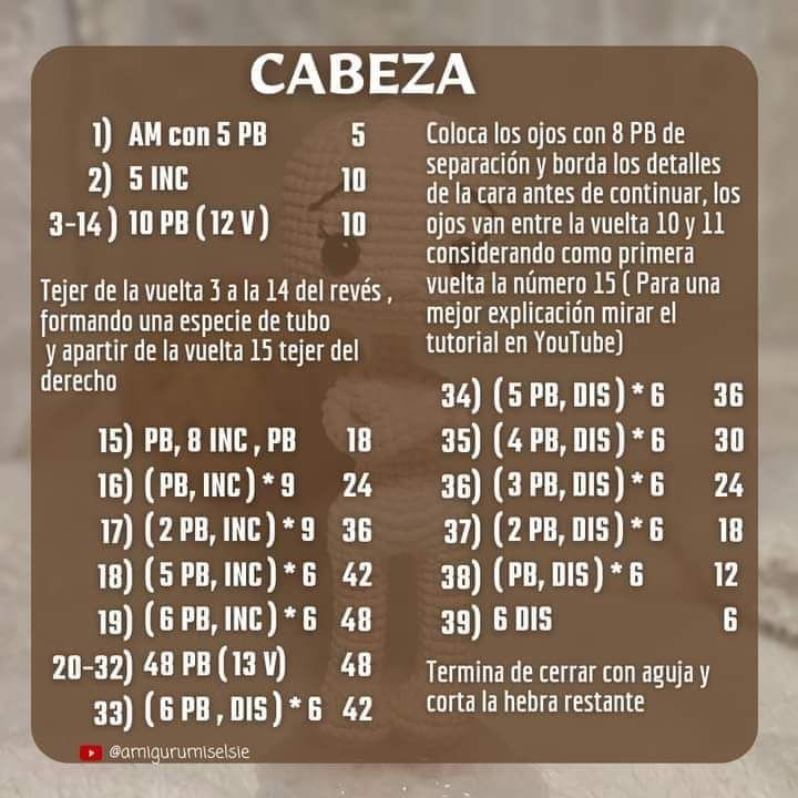 Patrón gratis cuerpo base amigurumi 17cm