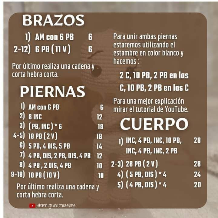 Patrón gratis cuerpo base amigurumi 17cm