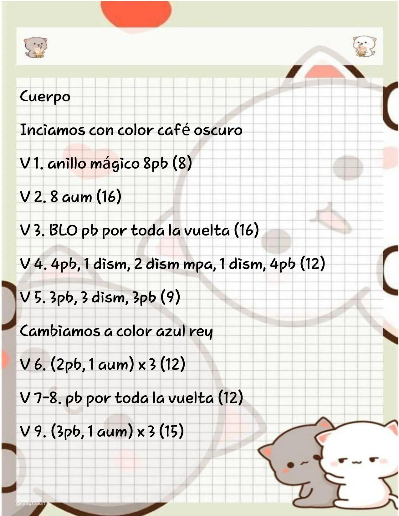 Patrón gratis de amigurumi Mario Bros con abreviaturas y instrucciones