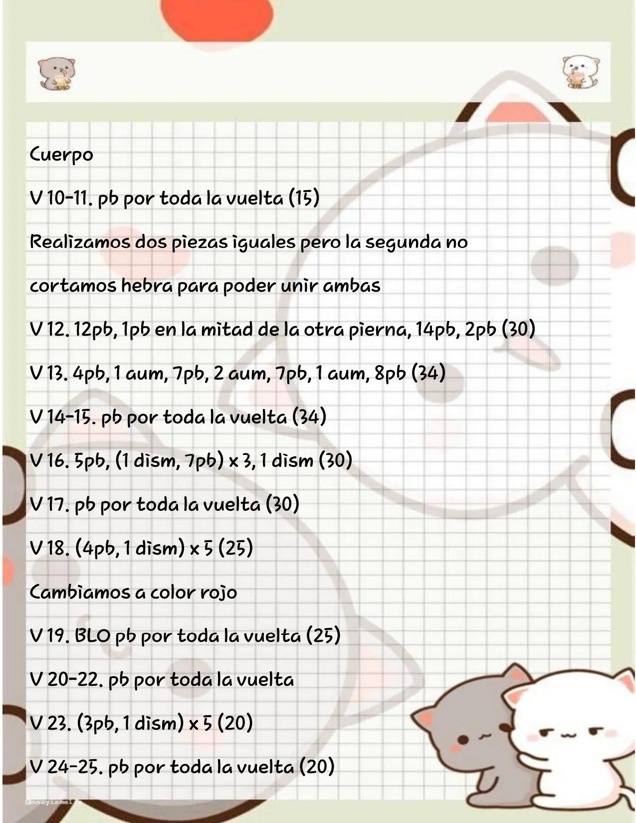 Patrón gratis de amigurumi Mario Bros con abreviaturas y instrucciones